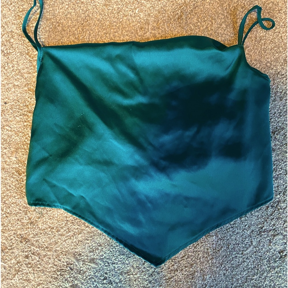Teal satin crop top